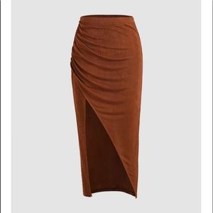 Solid mesh slit midi skirt from CIDER